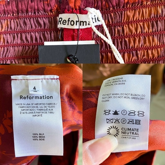 Reformation Maia Silk Corset Strapless Top Brick Floral 4 NWT - Picture 4 of 7